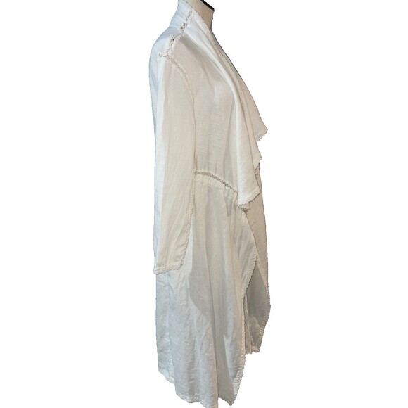 Zara Woman White Linen Duster Trench Coat size XS Oversized Lagenlook Minimalist - Picture 5 of 11